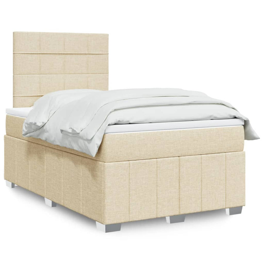 Boxspring met matras stof crèmekleurig 120x190 cm