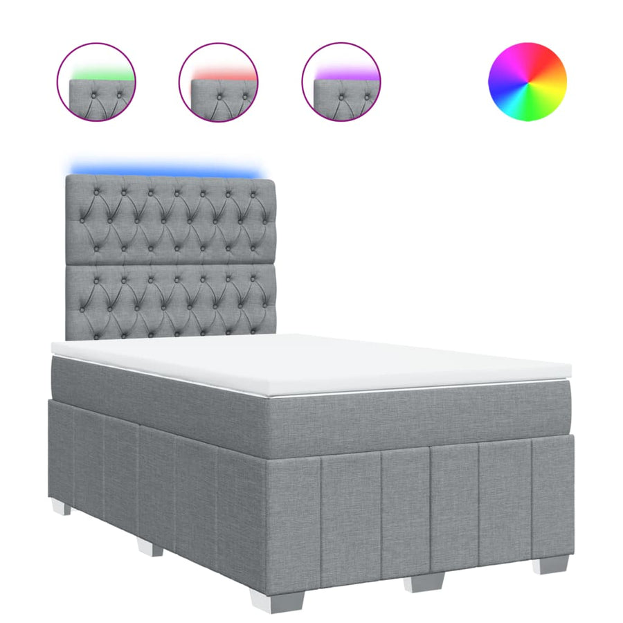 Boxspring met matras stof lichtgrijs 120x190 cm