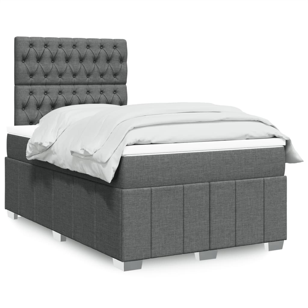 Boxspring met matras stof donkergrijs 120x190 cm