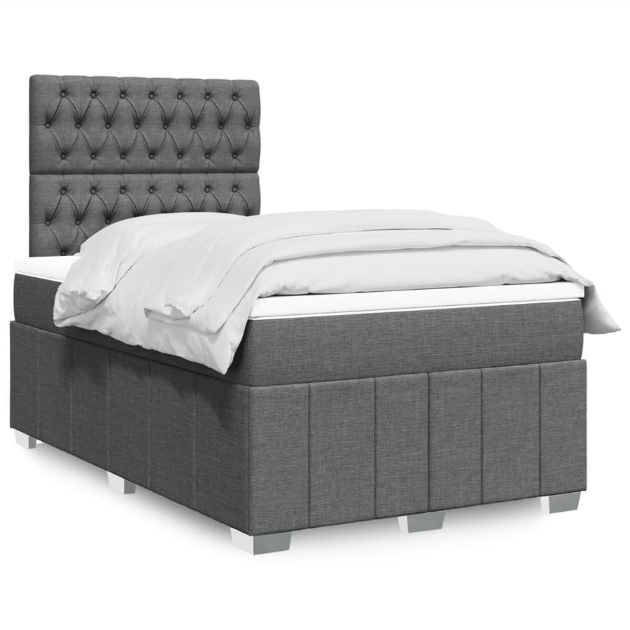 Boxspring met matras stof donkergrijs 120x190 cm