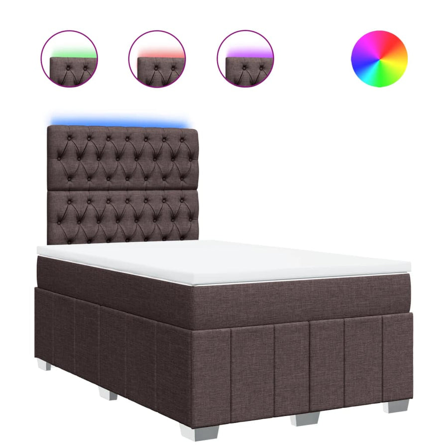 Boxspring met matras stof donkerbruin 120x190 cm