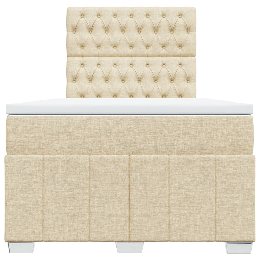 Boxspring met matras stof crèmekleurig 120x190 cm