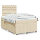 Boxspring met matras stof crèmekleurig 120x190 cm