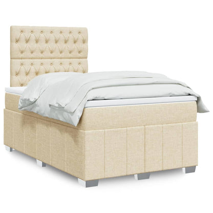 Boxspring met matras stof crèmekleurig 120x190 cm