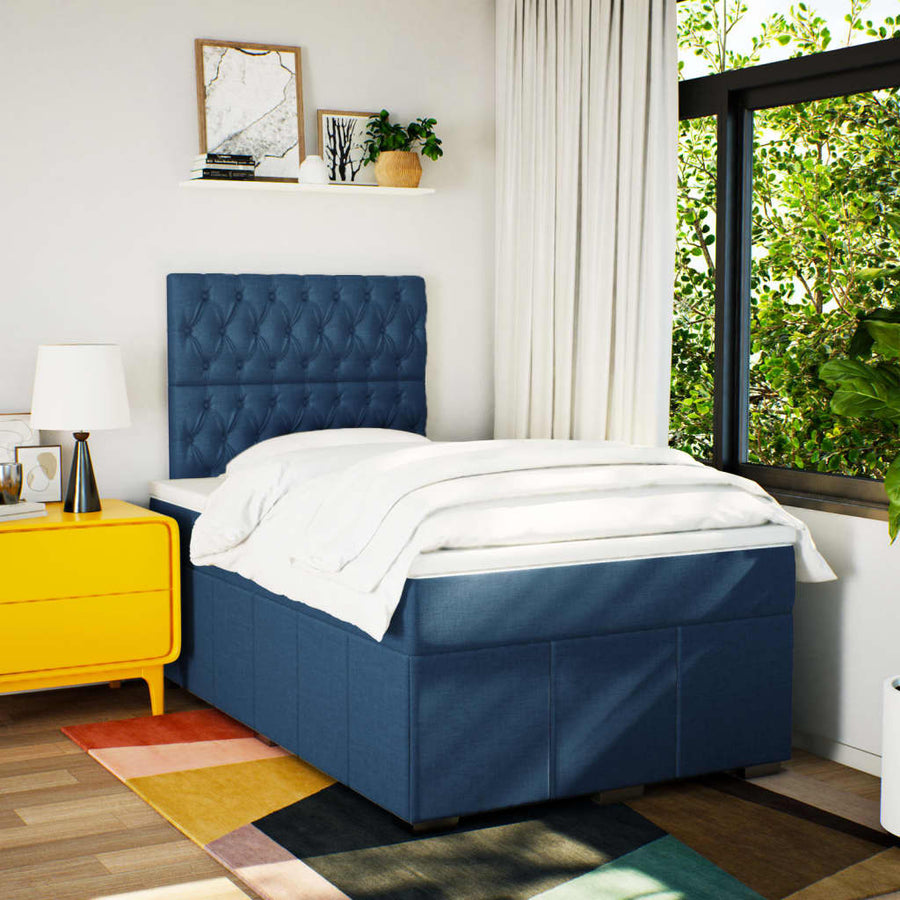 Boxspring Met Matras Stof 120 x 190 cm Blauw