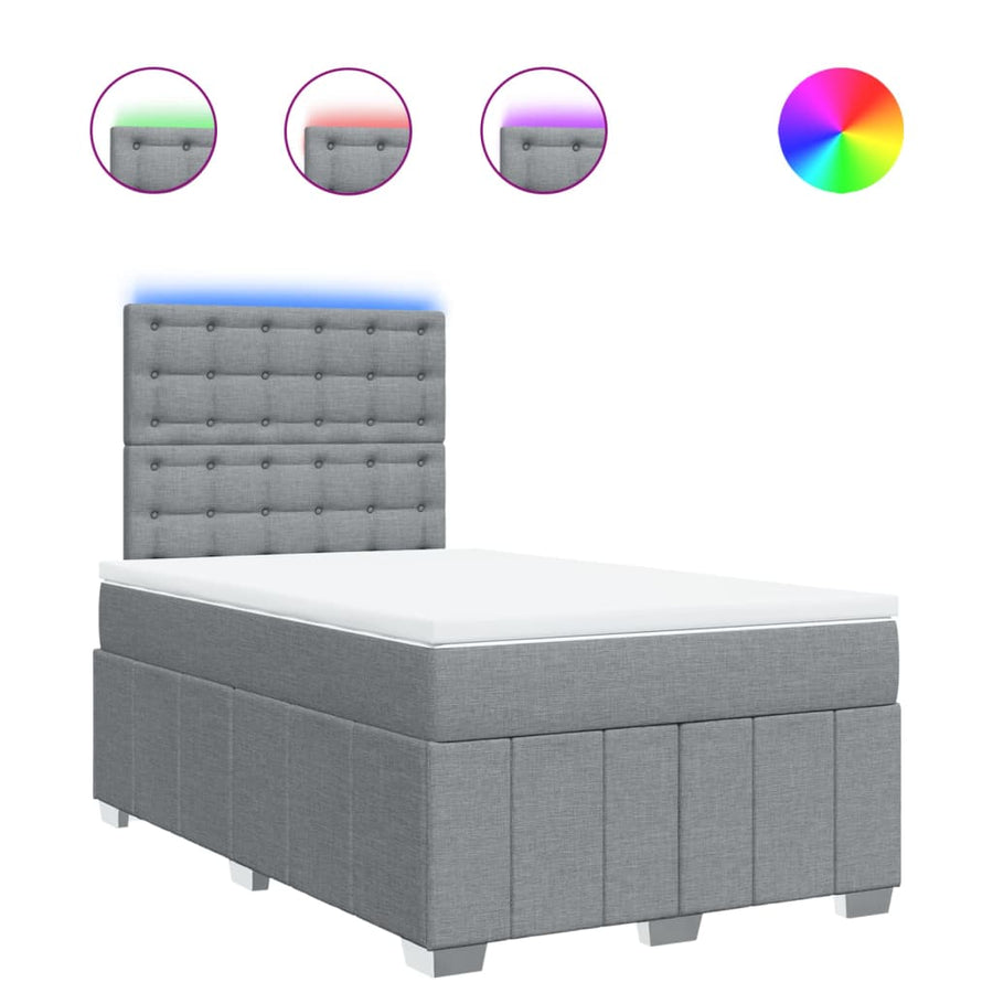 Boxspring met matras stof lichtgrijs 120x190 cm