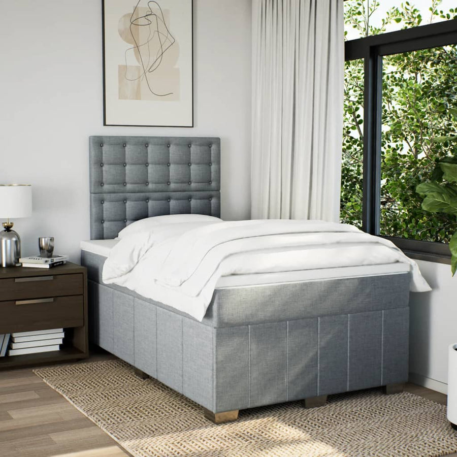 Boxspring met matras stof lichtgrijs 120x190 cm