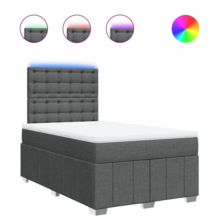 Boxspring met matras stof donkergrijs 120x190 cm