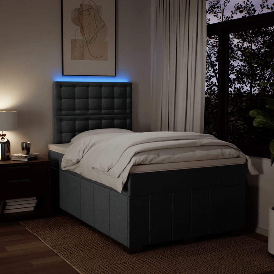 Boxspring met matras stof donkergrijs 120x190 cm