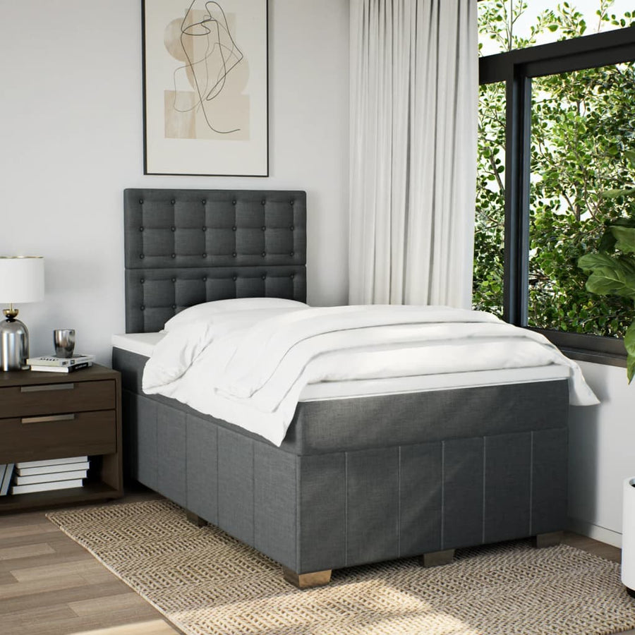 Boxspring met matras stof donkergrijs 120x190 cm