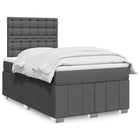 Box spring with mattress fabric dark grey 120x190 cm