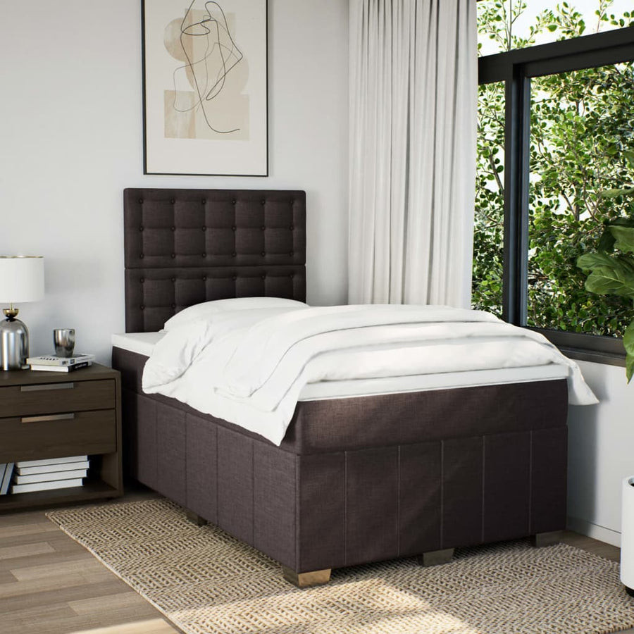 Boxspring met matras stof donkerbruin 120x190 cm