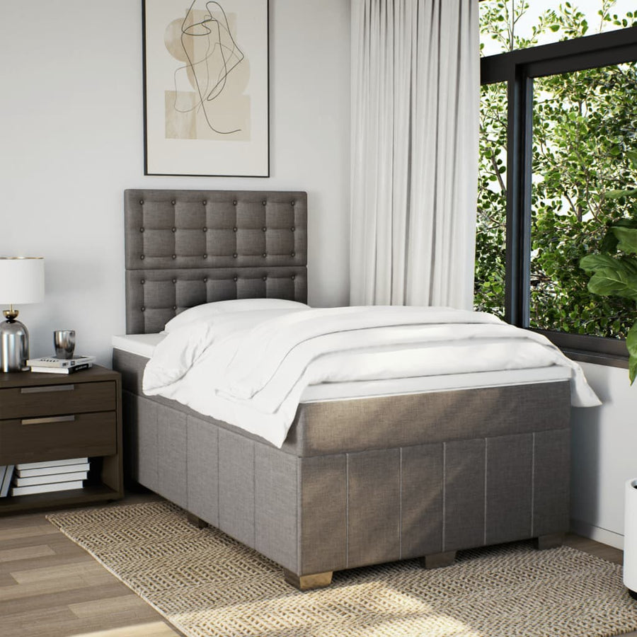 Boxspring met matras stof taupe 120x190 cm