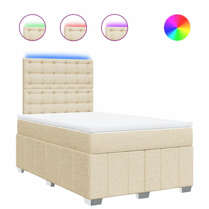 Boxspring met matras stof crèmekleurig 120x190 cm