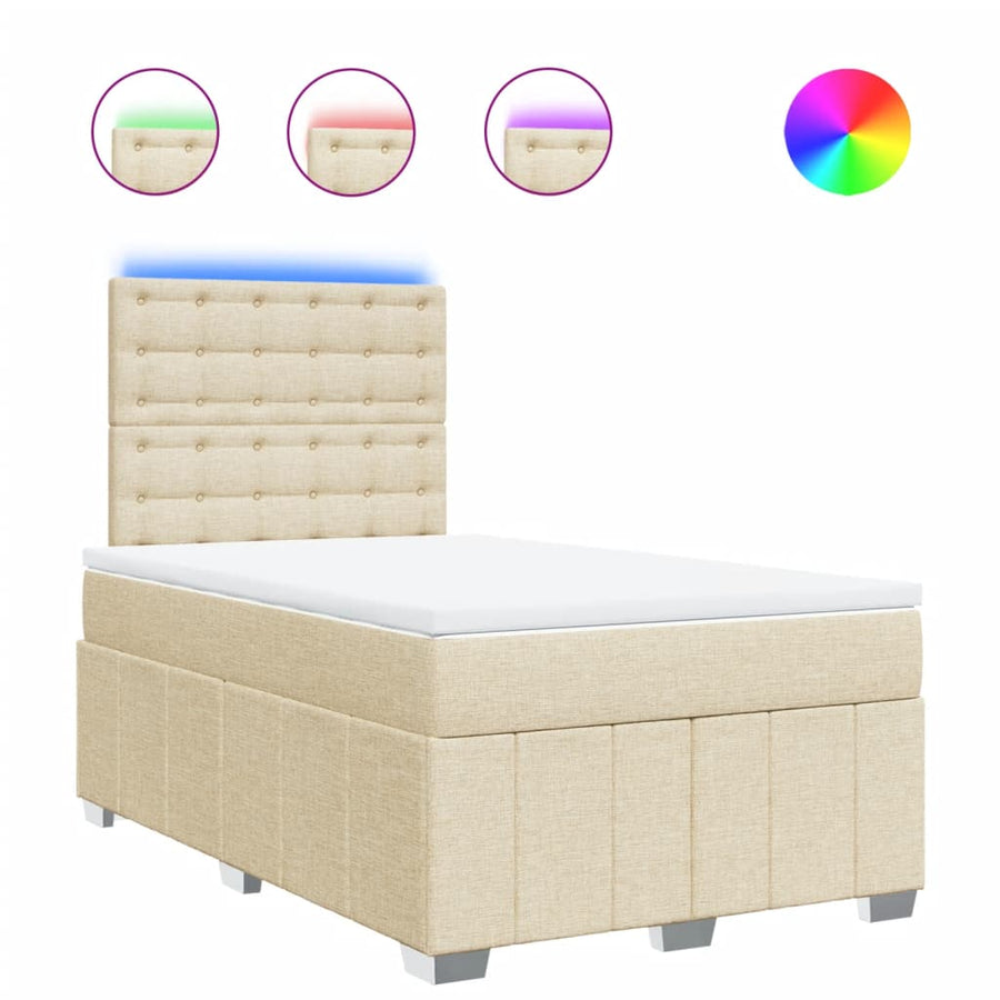 Boxspring met matras stof crèmekleurig 120x190 cm