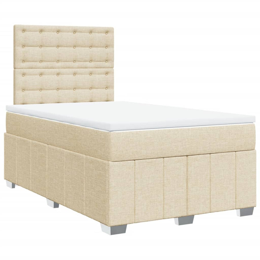 Boxspring met matras stof crèmekleurig 120x190 cm