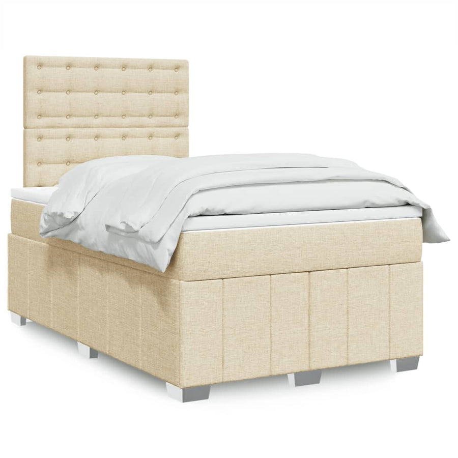Boxspring met matras stof crèmekleurig 120x190 cm
