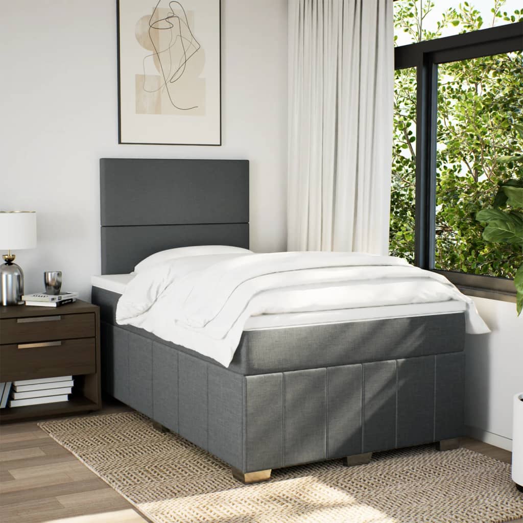 Boxspring met matras stof donkergrijs 120x200 cm