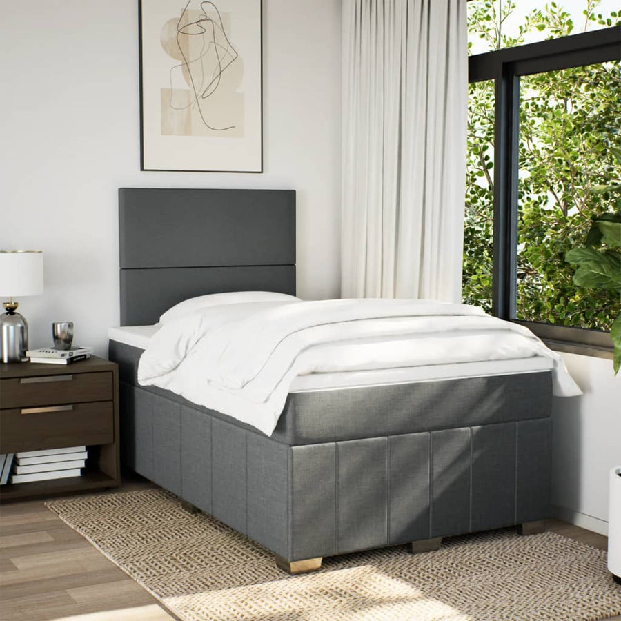 Boxspring met matras stof donkergrijs 120x200 cm