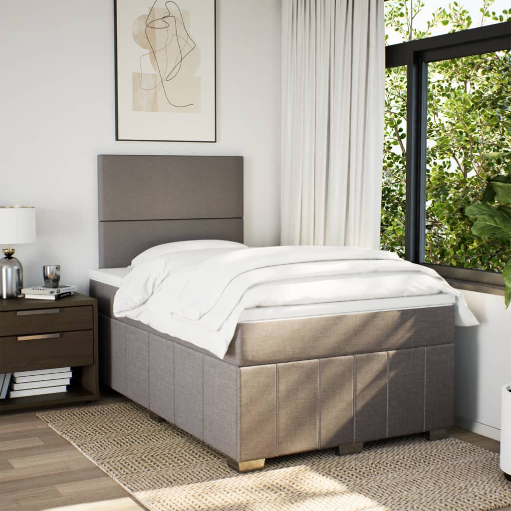 Boxspring met matras stof taupe 120x200 cm