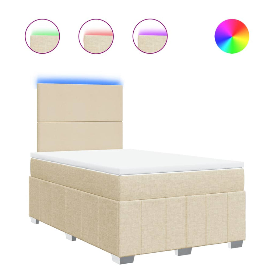 Boxspring met matras stof crèmekleurig 120x200 cm