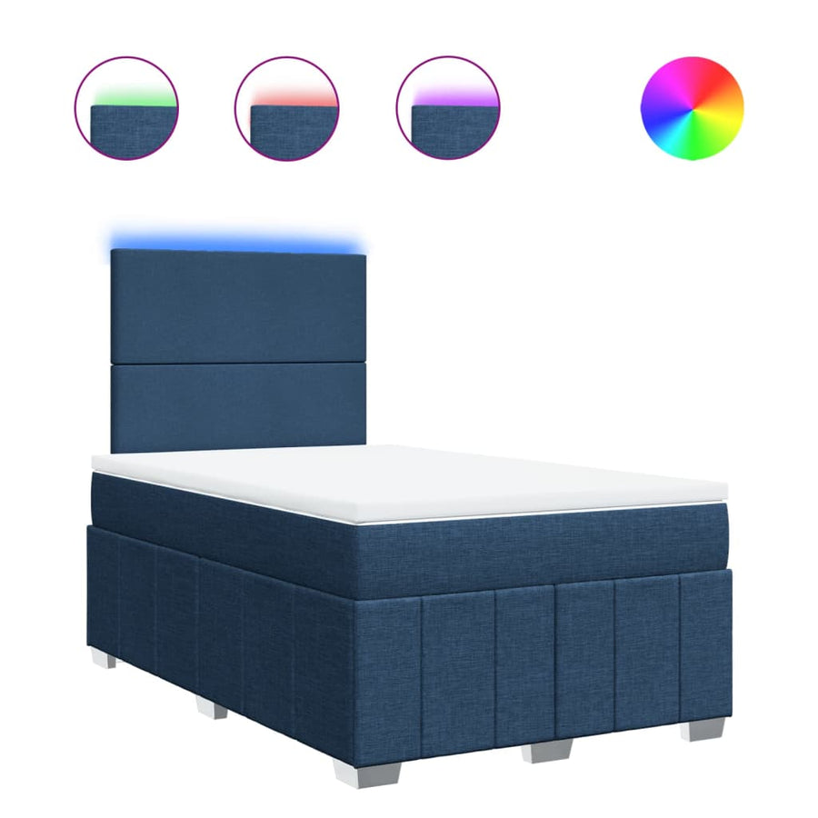 Boxspring Met Matras Stof Blauw 120X200 Cm
