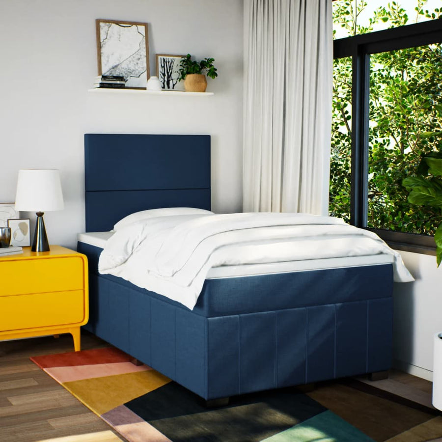 Boxspring Met Matras Stof Blauw 120X200 Cm