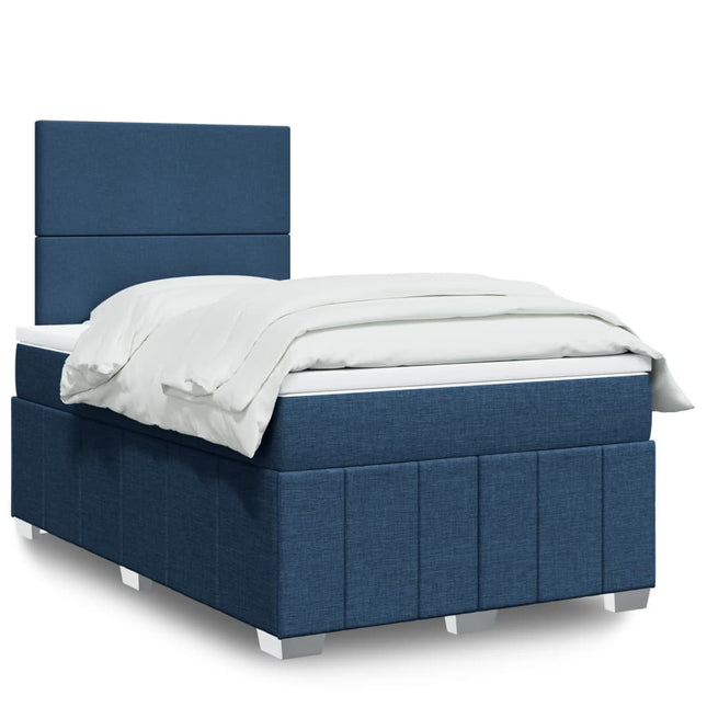 Boxspring met matras stof blauw 120x200 cm