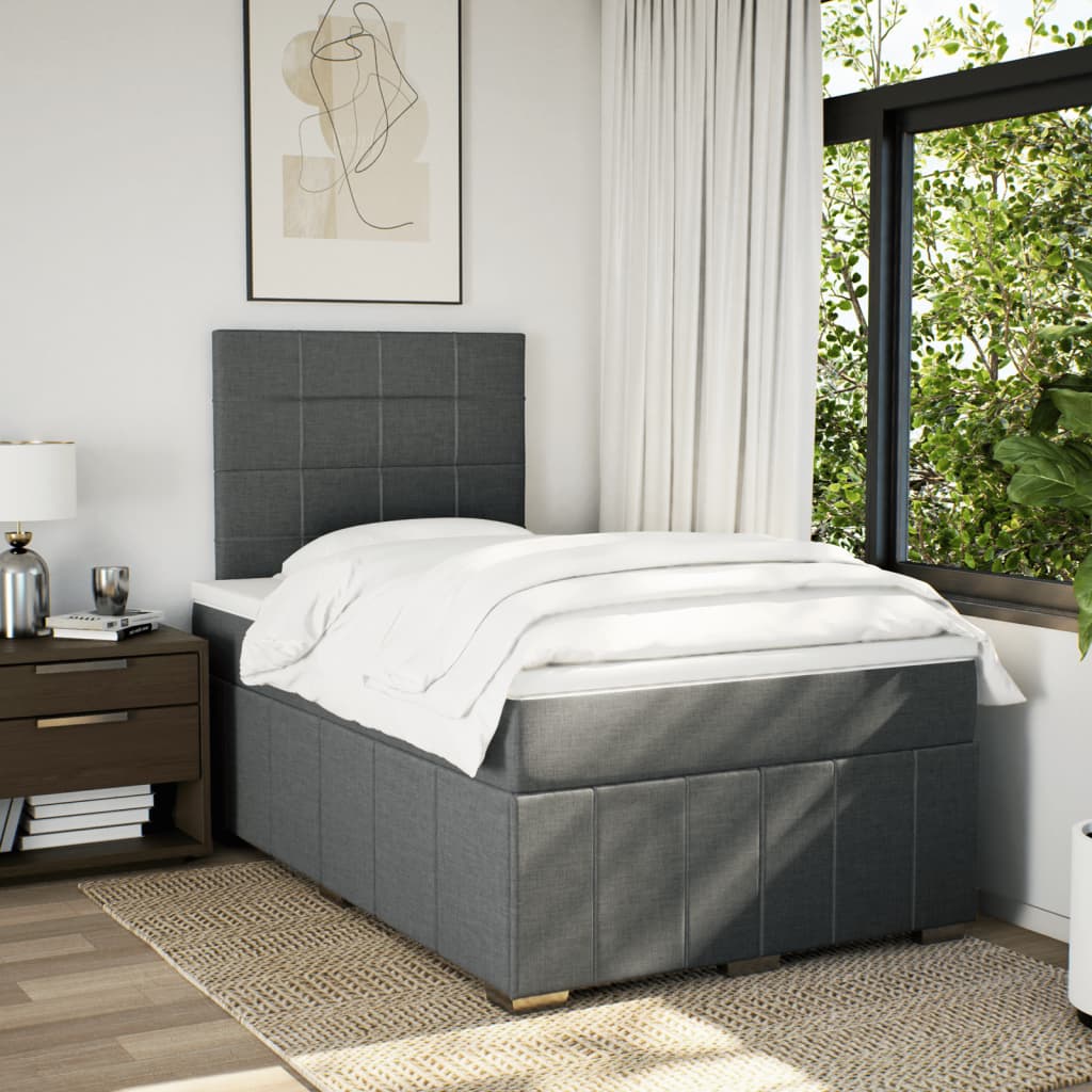 Boxspring met matras stof donkergrijs 120x200 cm