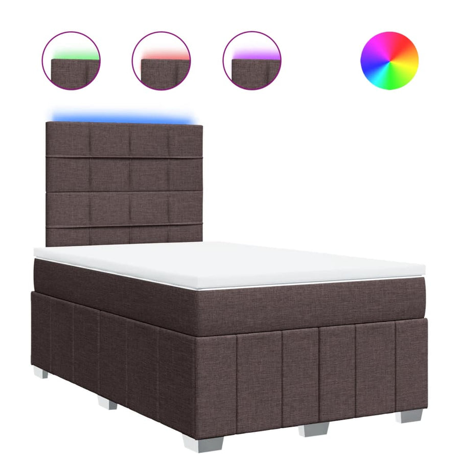 Boxspring met matras stof donkerbruin 120x200 cm
