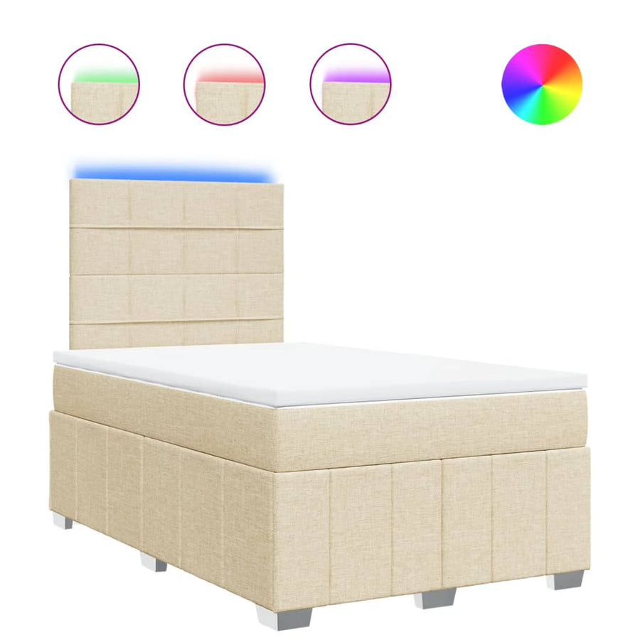 Boxspring met matras stof crèmekleurig 120x200 cm