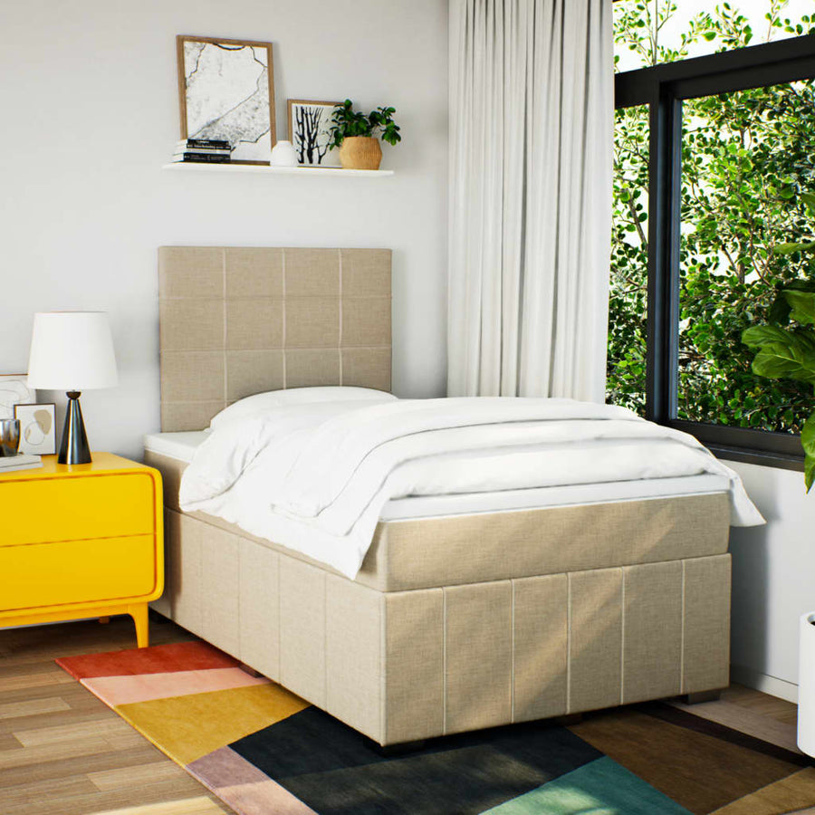 Boxspring met matras stof crèmekleurig 120x200 cm