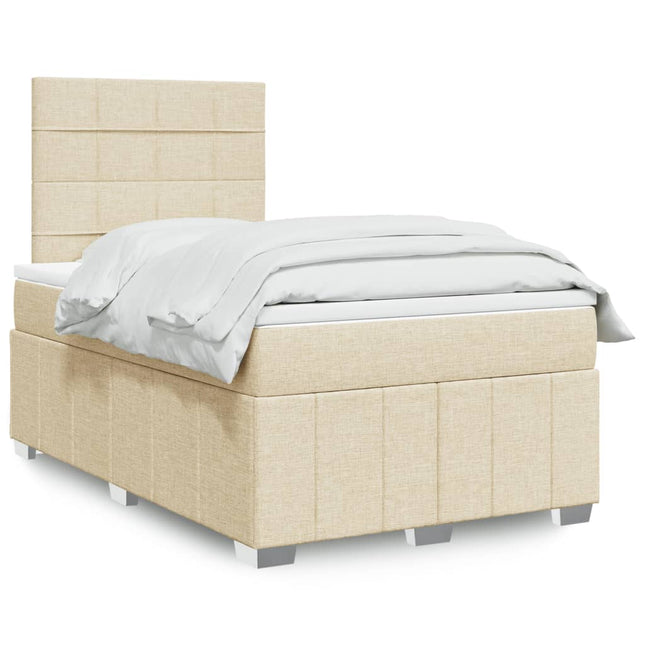 Boxspring met matras stof crèmekleurig 120x200 cm