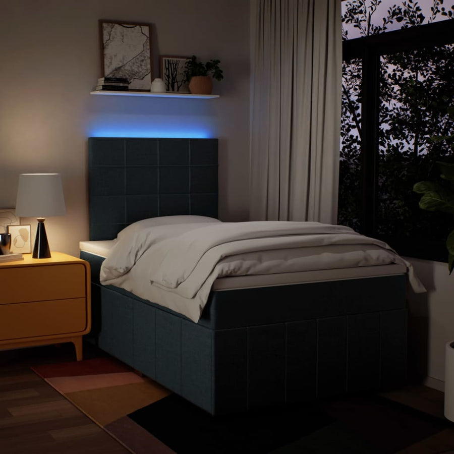 Boxspring met matras stof blauw 120x200 cm