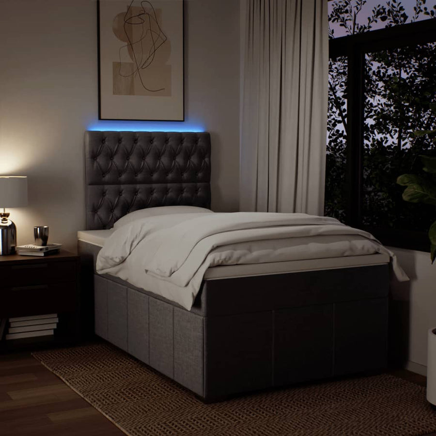 Boxspring met matras stof donkergrijs 120x200 cm