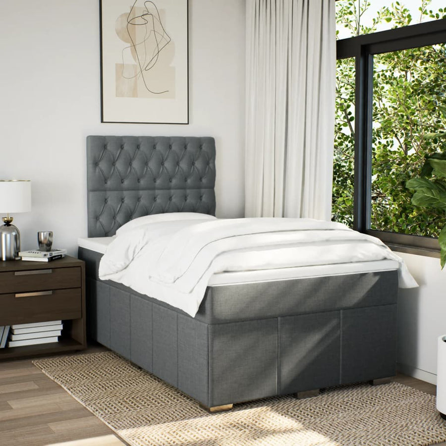 Boxspring met matras stof donkergrijs 120x200 cm