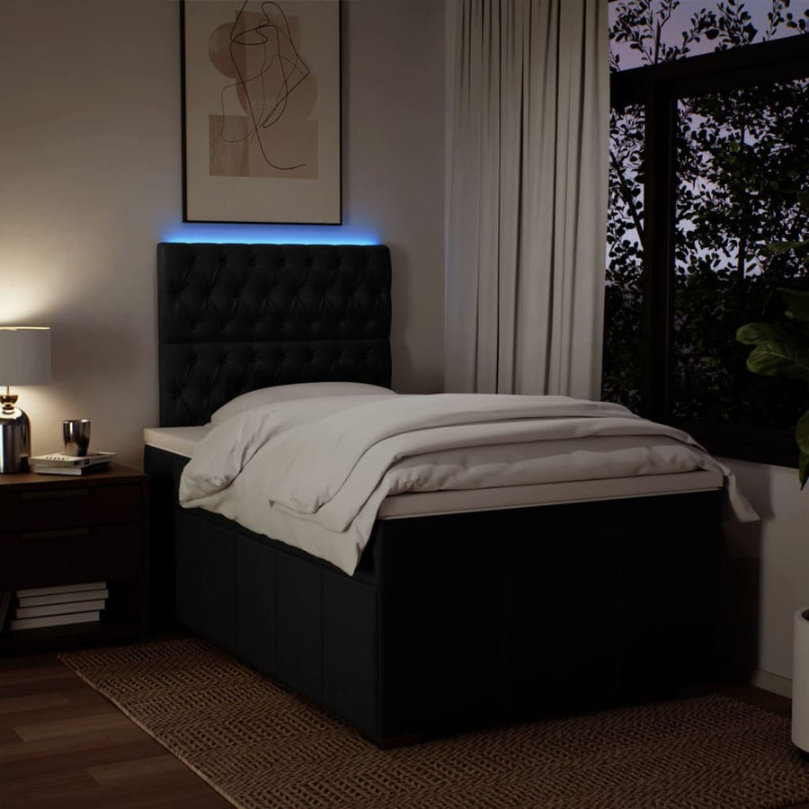 Boxspring met matras stof zwart 120x200 cm