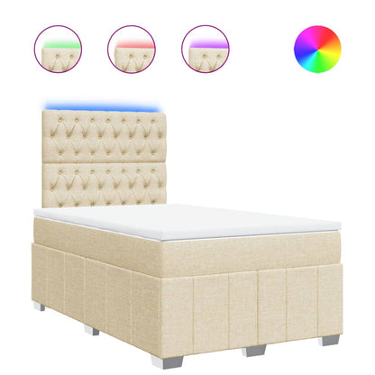 Boxspring met matras stof crèmekleurig 120x200 cm