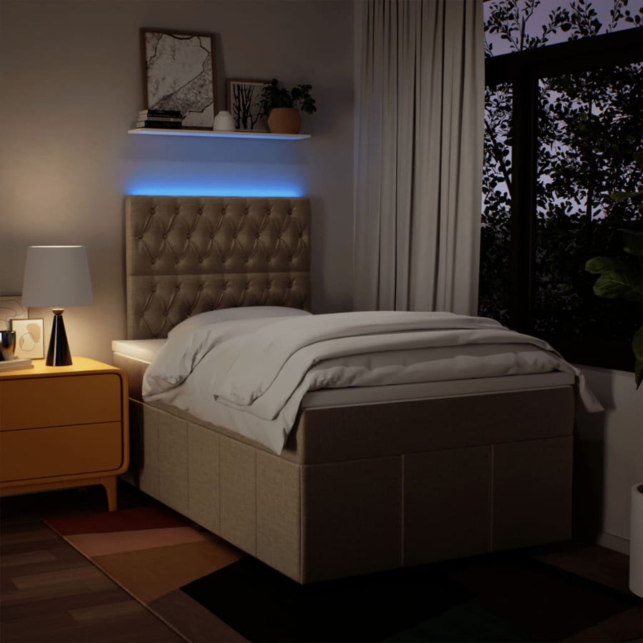 Boxspring met matras stof crèmekleurig 120x200 cm