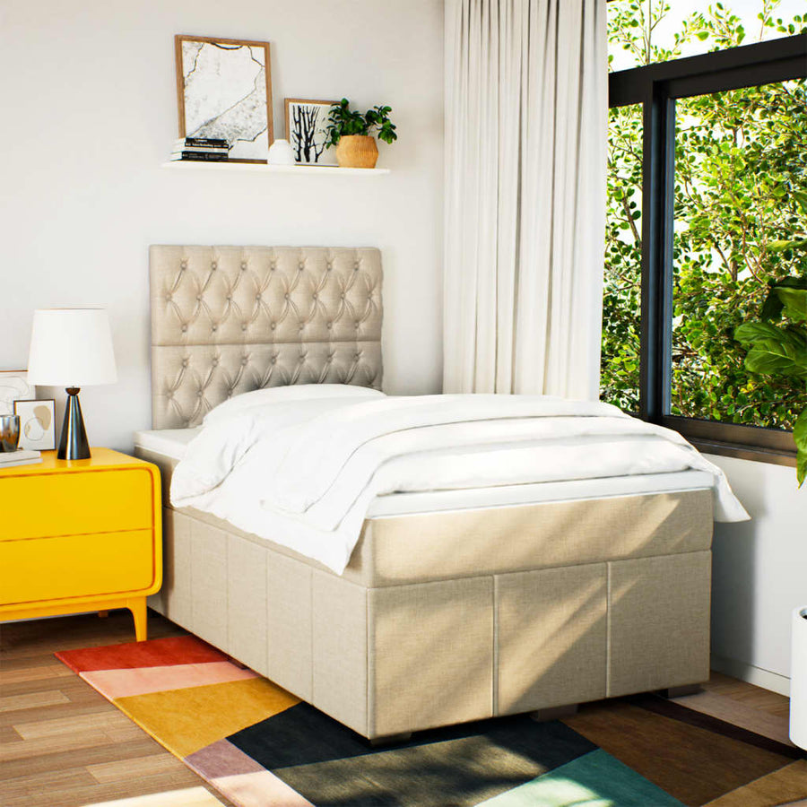 Boxspring met matras stof crèmekleurig 120x200 cm
