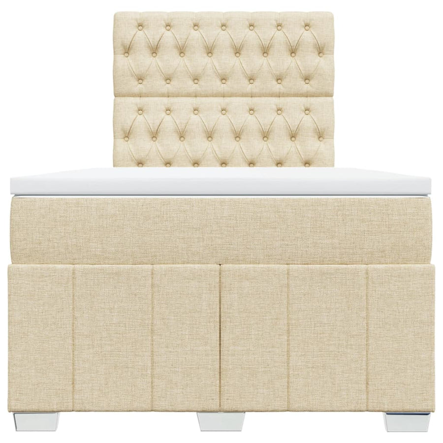 Boxspring met matras stof crèmekleurig 120x200 cm