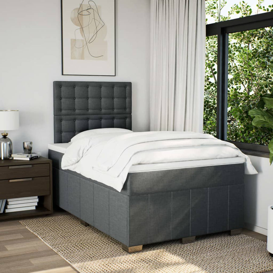 Boxspring met matras stof donkergrijs 120x200 cm