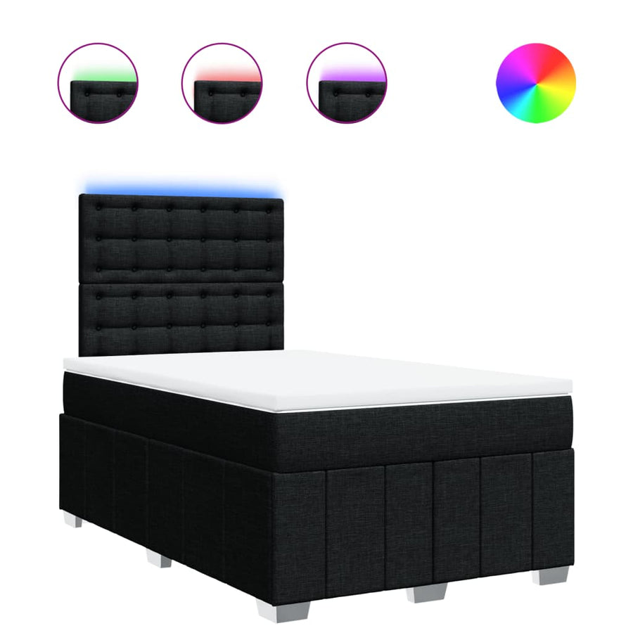 Boxspring met matras stof zwart 120x200 cm