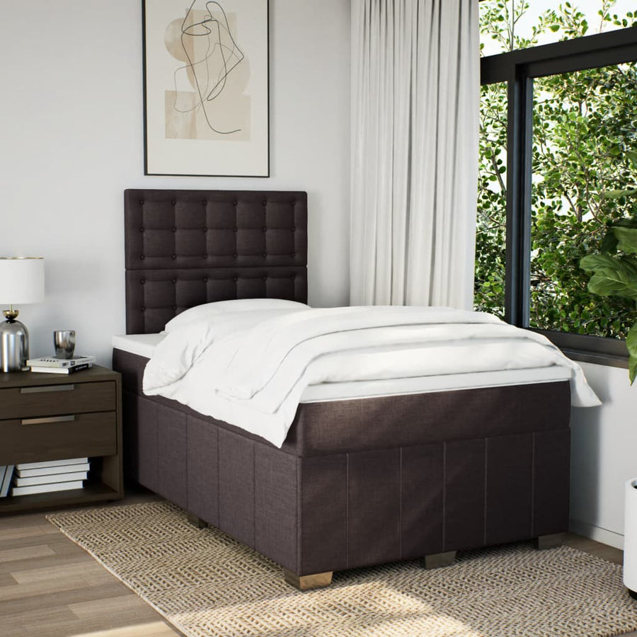 Boxspring met matras stof donkerbruin 120x200 cm