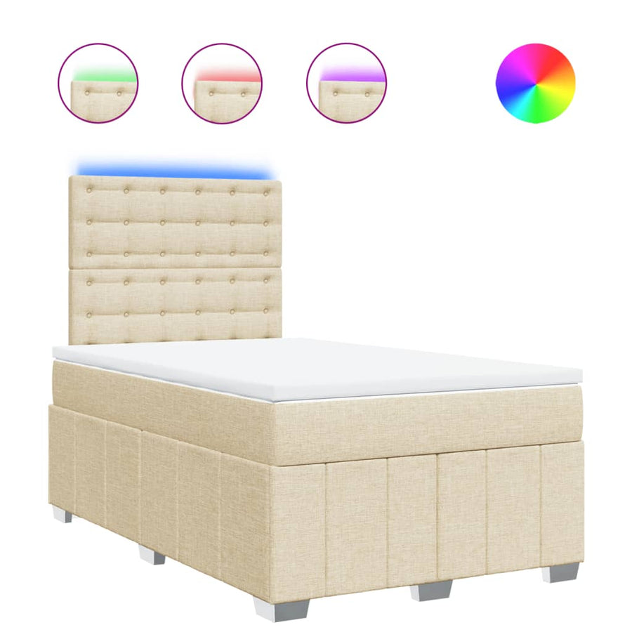 Boxspring met matras stof crèmekleurig 120x200 cm