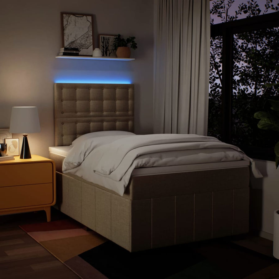 Boxspring met matras stof crèmekleurig 120x200 cm