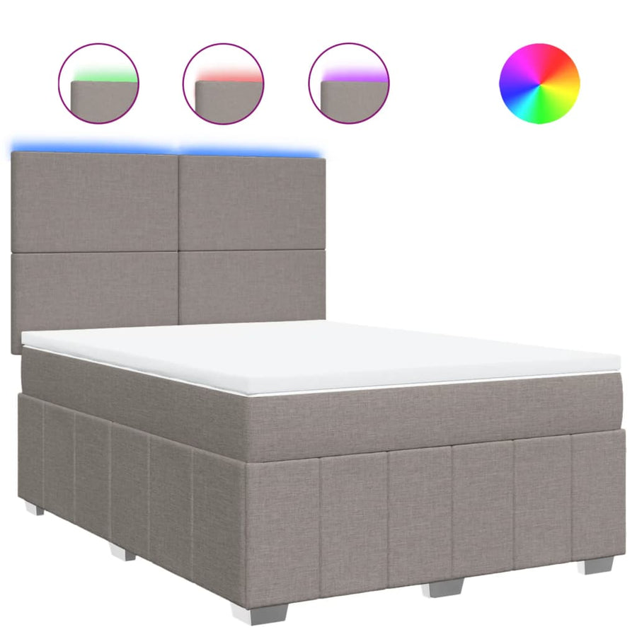 Boxspring met matras stof taupe 140x190 cm