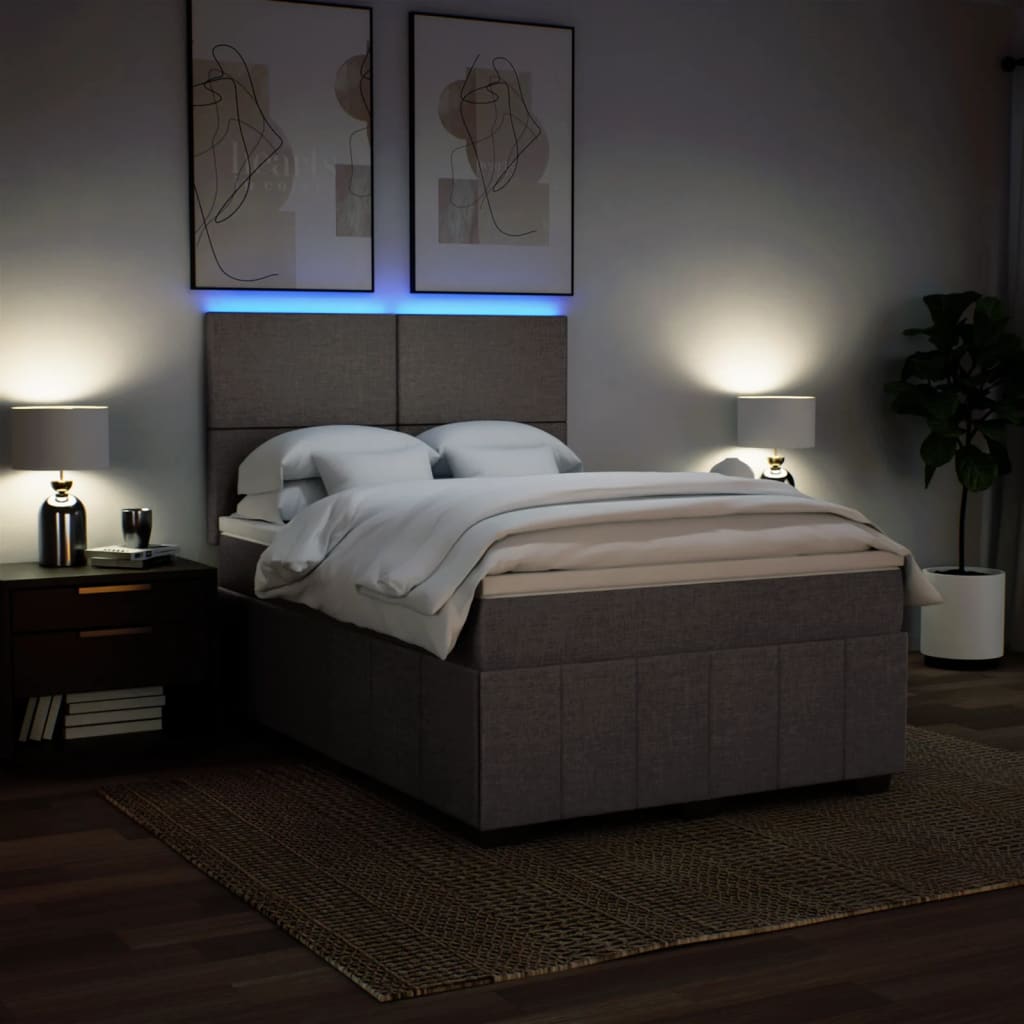 Boxspring met matras stof taupe 140x190 cm