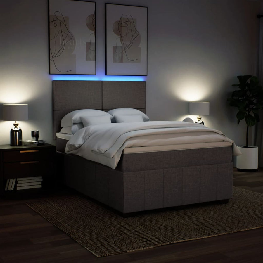 Boxspring met matras stof taupe 140x190 cm