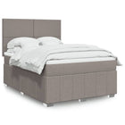 Box spring with fabric mattress taupe 140x190 cm